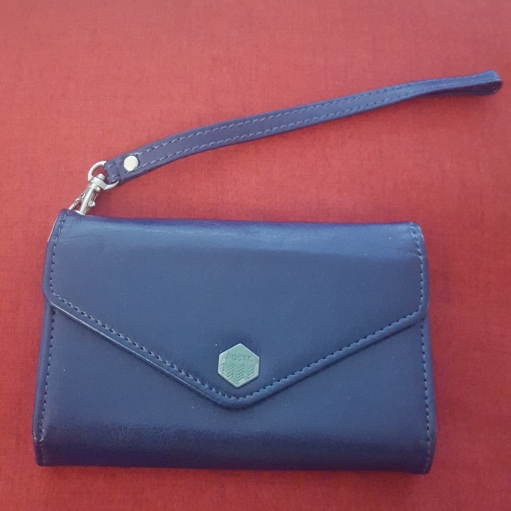 5in x 3.5in blue snap envelope clutch